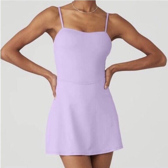 Alo Yoga Alosoft Courtside Tennis Dress Violet Skies Purple Medium Ltd Ed EUC - Picture 1 of 14